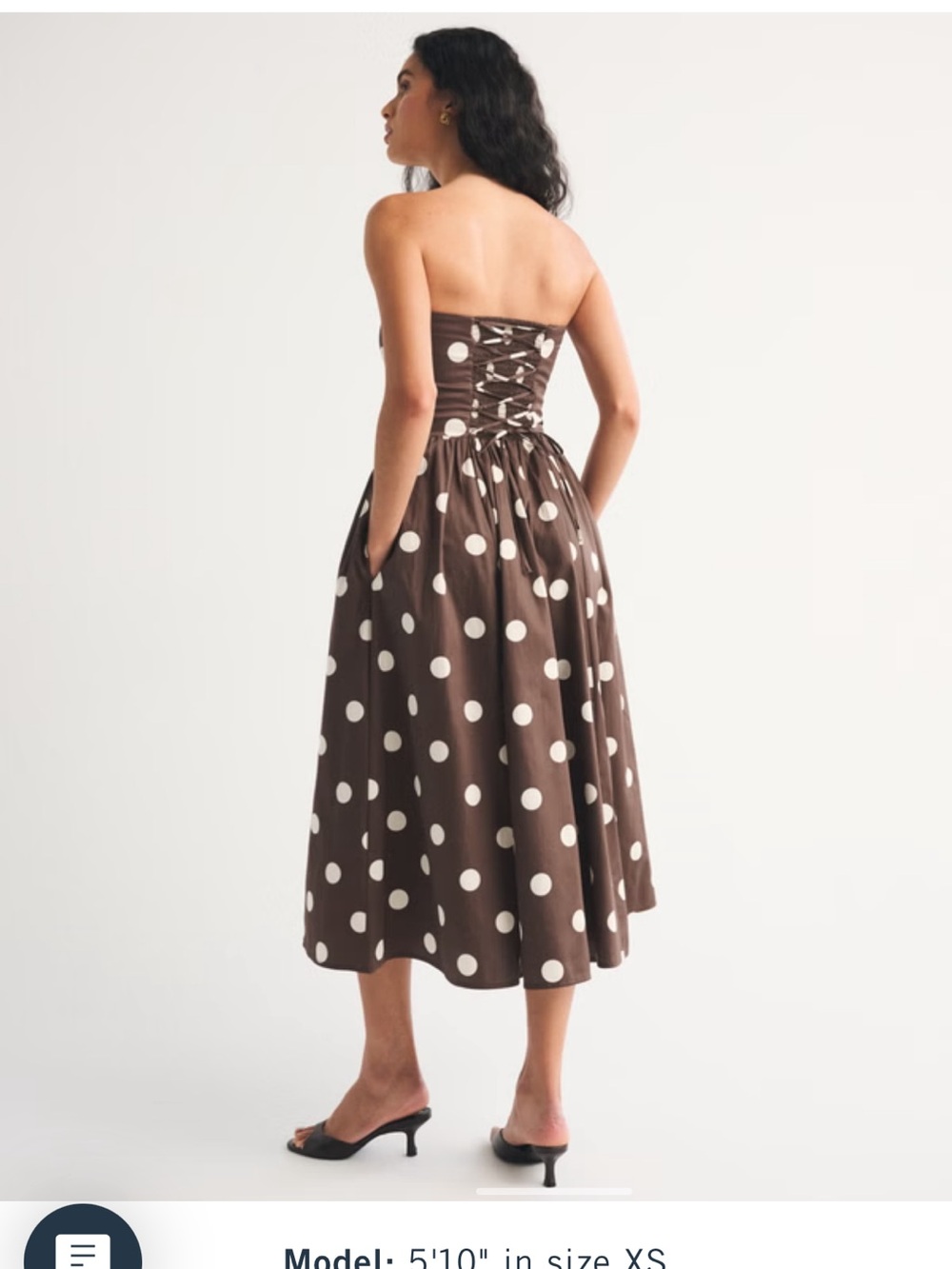 Abercrombie & Fitch Bra Free Brown Polka Dot Midi Dress - Picture 4 of 12